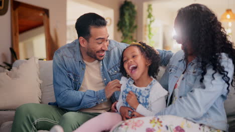 happy family on the couch