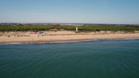 Luftaufnahme-Des-Meeresstrandes-Von-Huelva-In-Spanien