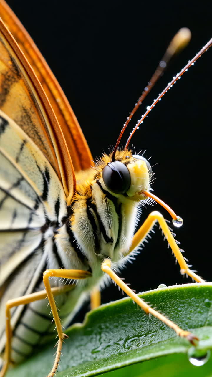 primer plano de una mariposa en una hoja