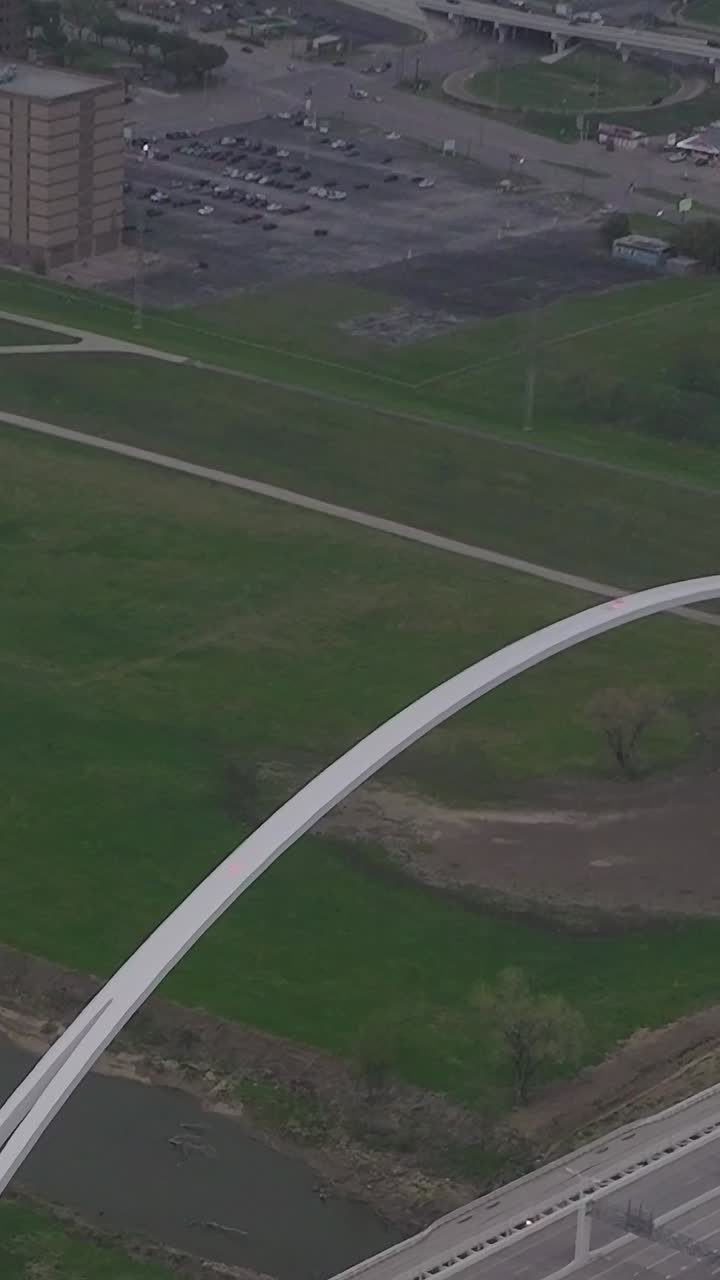 Drone view of downtown Dallas showcasing city landscape and roads