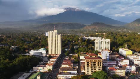 aerial view of the mount meru in arusha city, tanzania