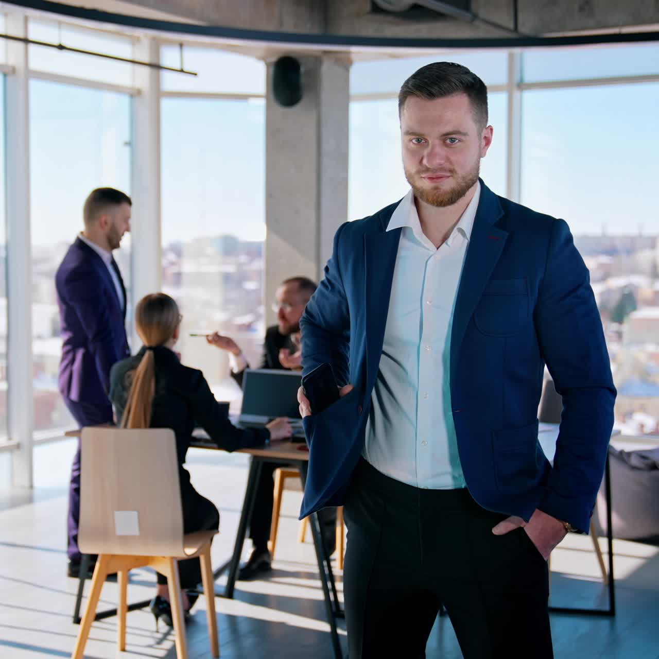 Team of business people meeting in modern office. Business meeting