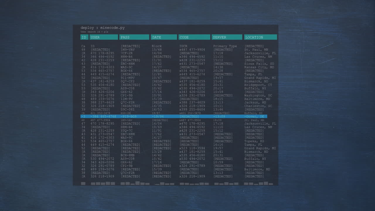 animación del procesamiento de datos por computadora sobre un fondo azul