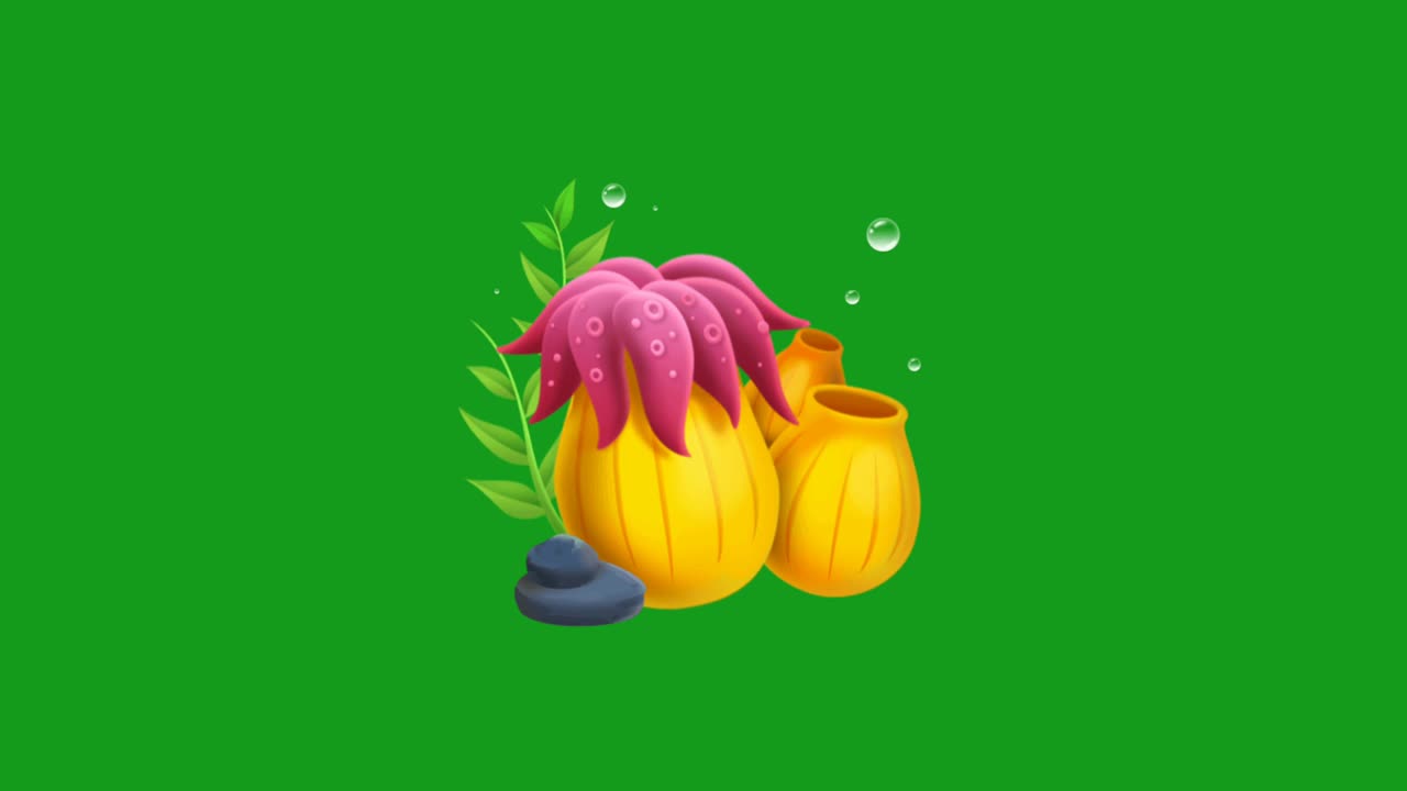 plantas submarinas gráficos de movimiento con fondo de pantalla verde