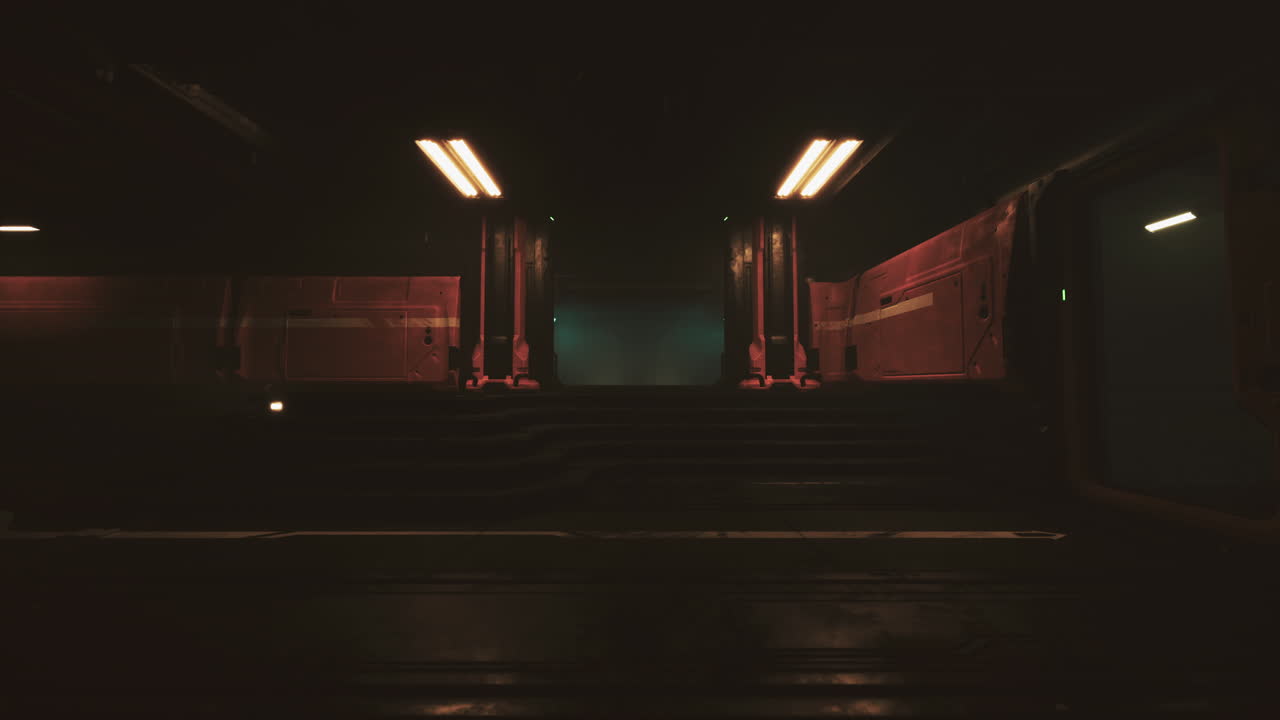 corredor oscuro y futurista