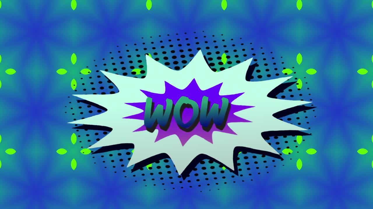 wow texto en la burbuja de discurso retro