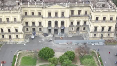 aerial view of the nacional museum of rio de janeiro, brazil, right after it got destroyed by the fire in 2018