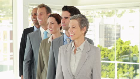 business people standing in a row