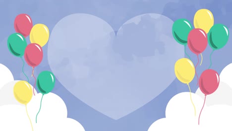 este es un video de animación de fondo festivo que muestra el cielo con globos coloridos volando desde abajo.