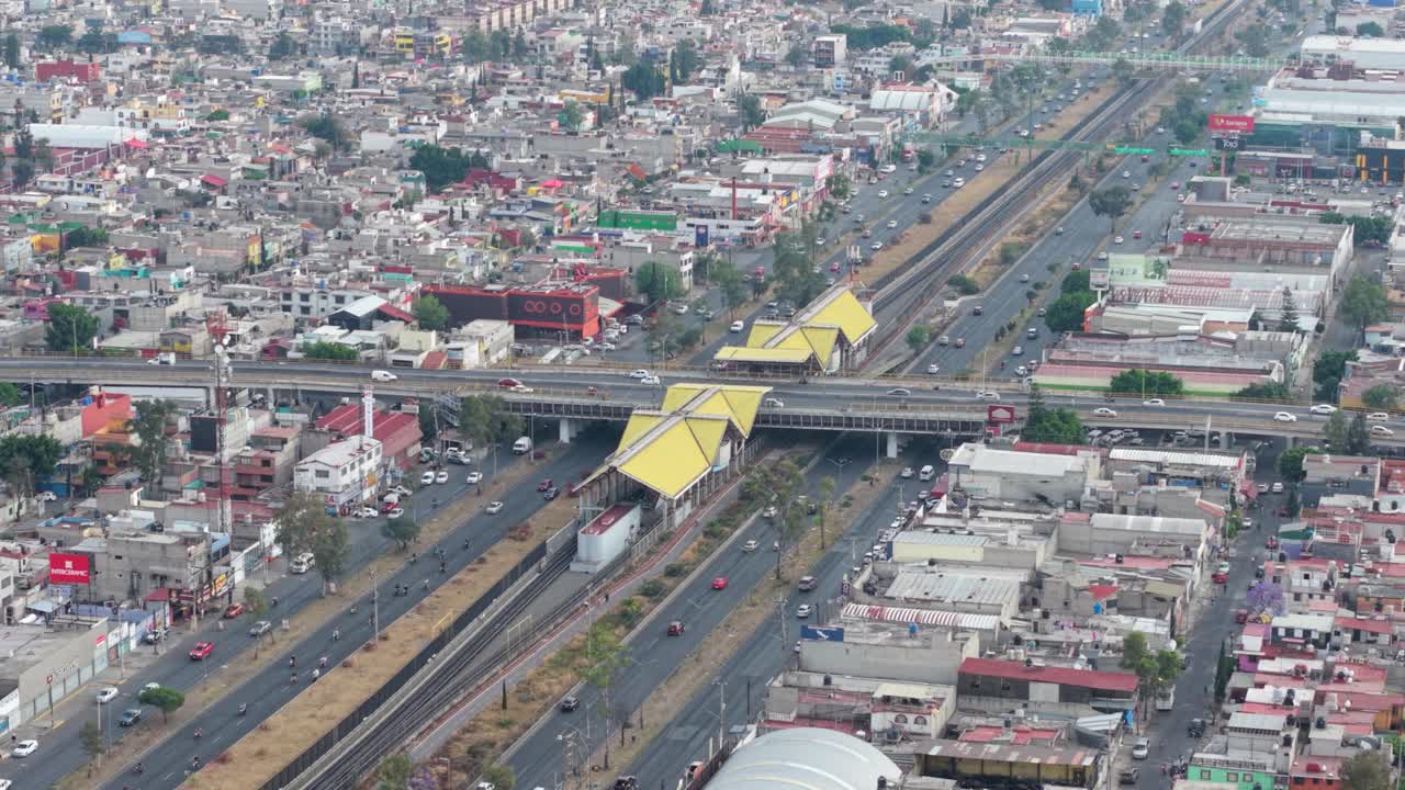 Drone aerial images of Ecatepec, traffic flow