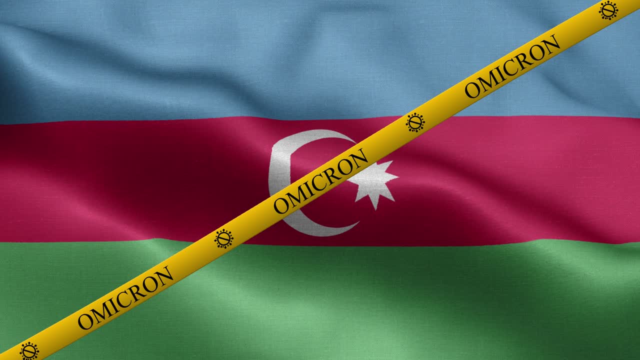 variante omicron y franja de prohibición en la bandera de azerbaiyán