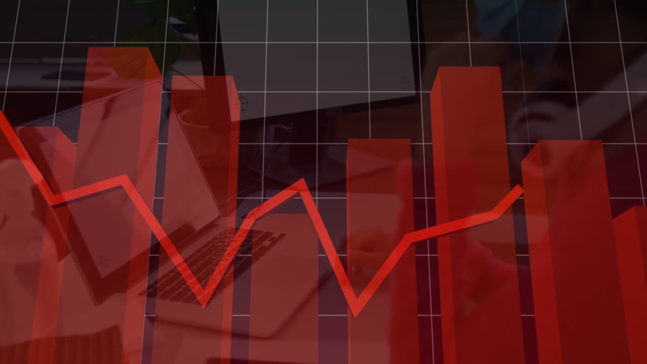 animación del registro de estadísticas con flecha roja sobre el escritorio