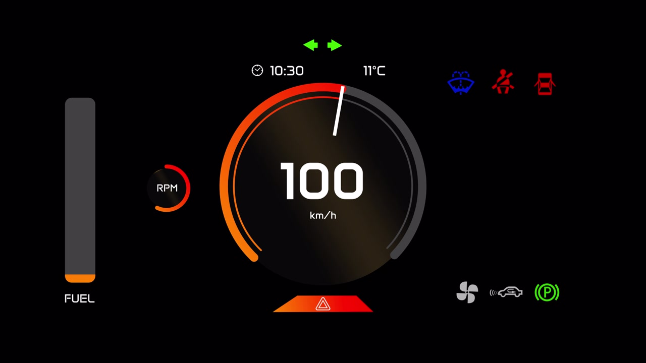 Car Hmi Digital Dashboard Speedometer And Fuel Indicator