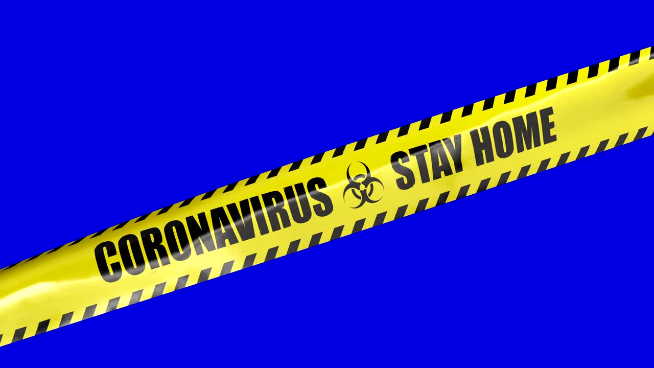 코로나 바이러스 노란 테이프는 4k에서 크로마 및 알파 채널을 가진 정보입니다.