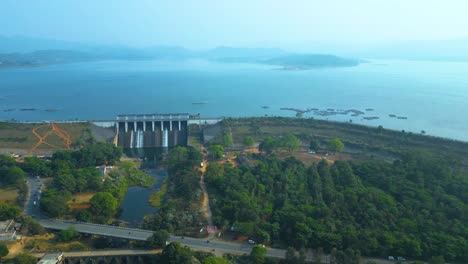 patratu dam tourist place and water sports activities aerial view