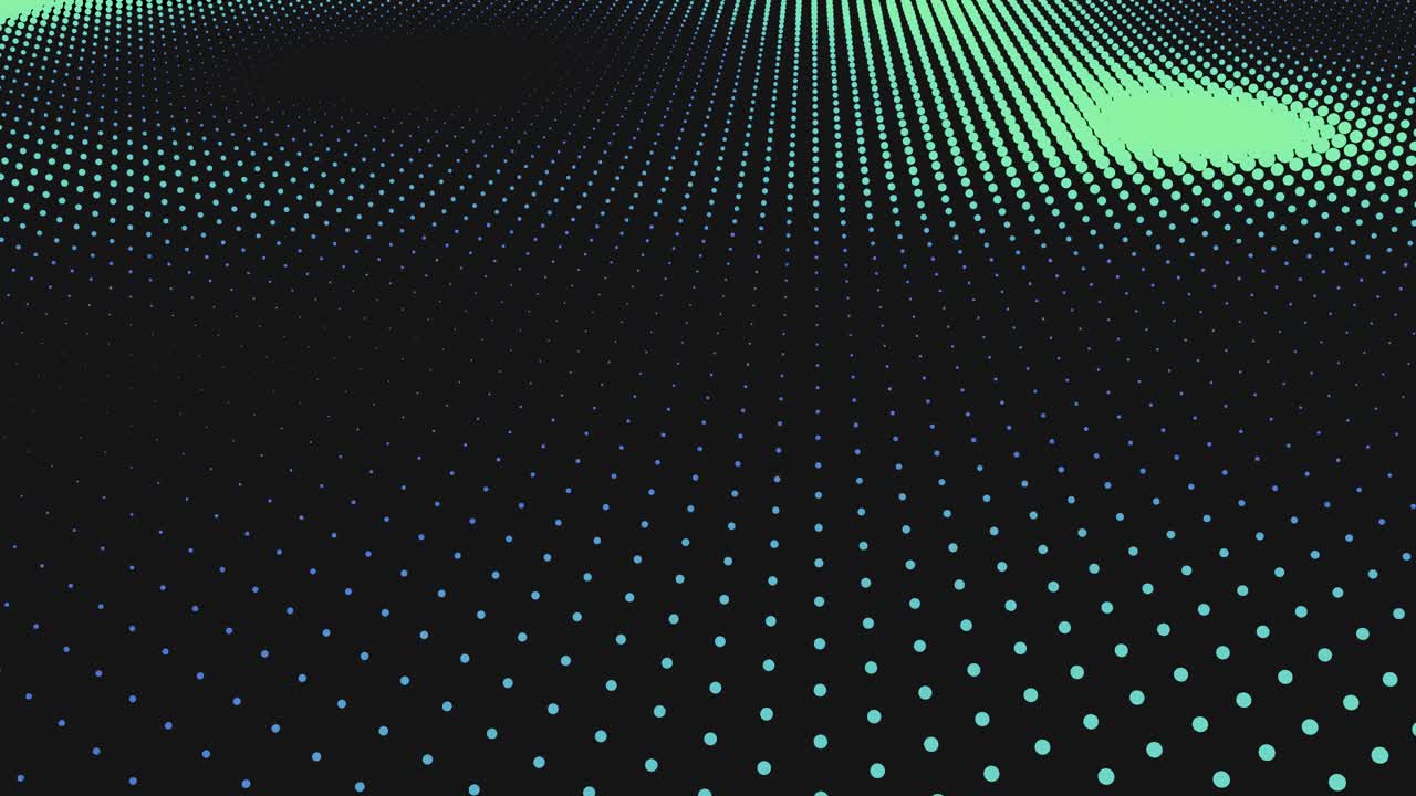 Abstract Digital Wave Pattern of Green and Blue Dots
