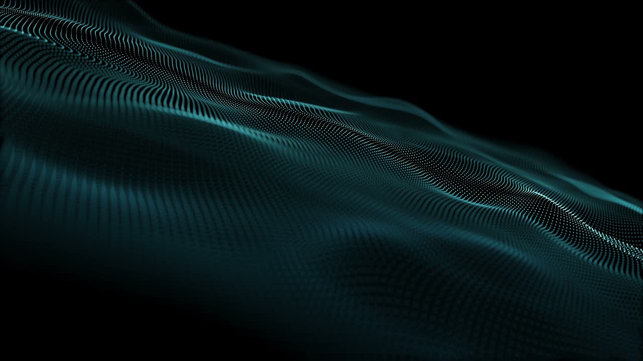 animazione futuristica con oggetto di onda di particelle al rallentatore, 4096x2304 loop 4k