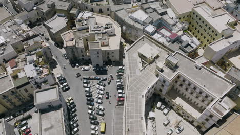 aerial footage passing over the steeple of the basilica cattedrale metropolitana primaziale san sabino in bari, italy