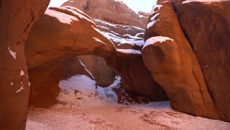 sand dune arch at winter, arches national park utah usa