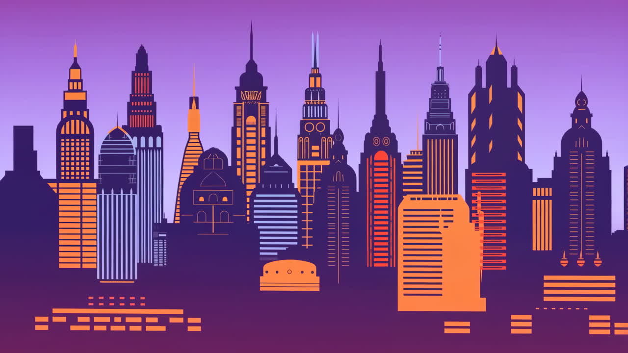 Illustrazione stilizzata dello skyline della città