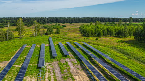 installing of blue solar photovoltaic panels in rural landscapes