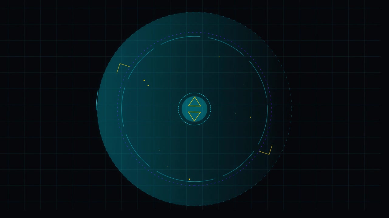 Futuristic Digital HUD Interface with Rotating Circular Elements