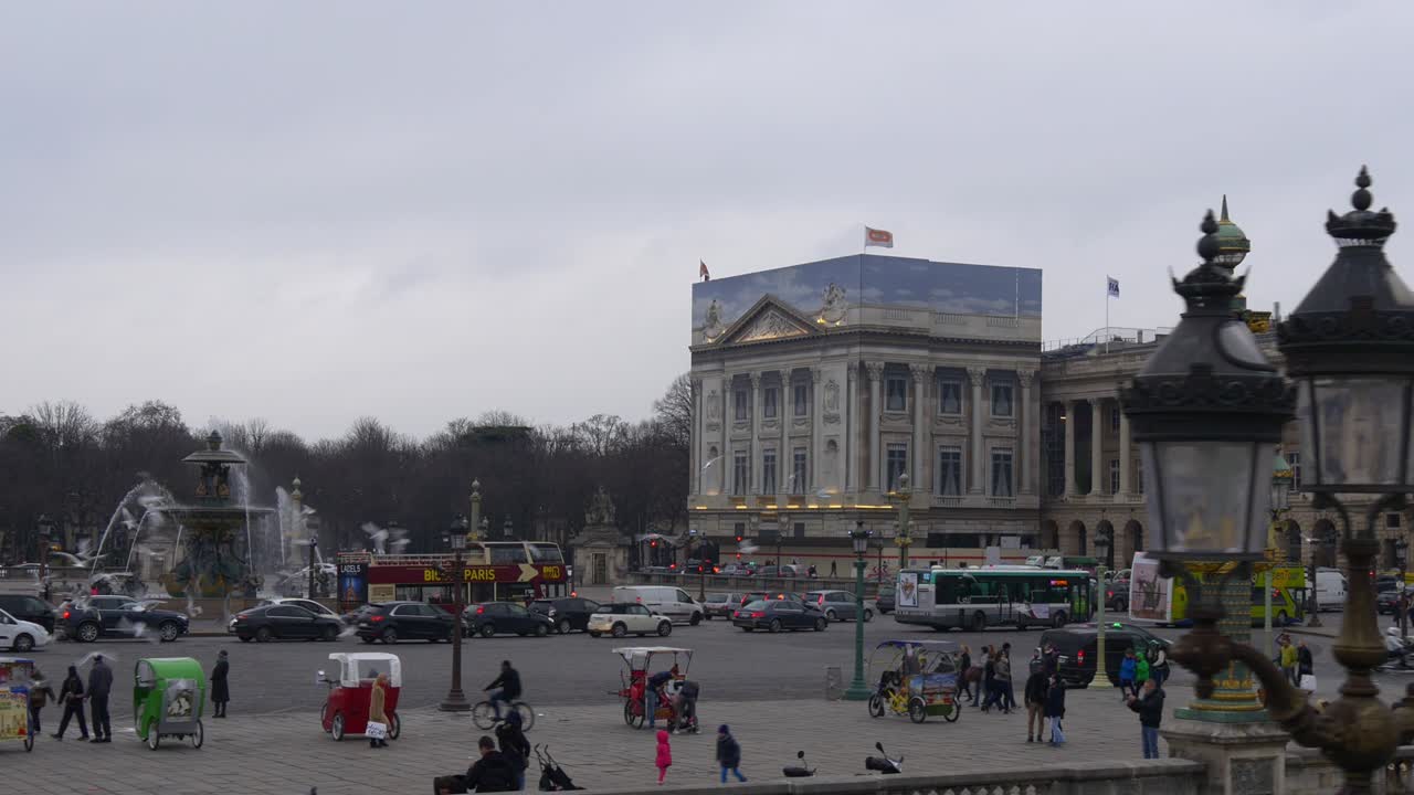 francia atardecer ciudad de parís famosa plaza de la concordia panorama 4k