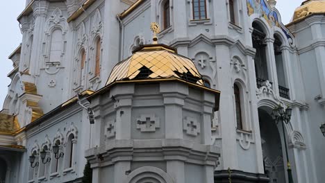 evidence of shelling on a cultural site in kharkiv, ukraine. the holy myrrh-bearing women church shows extensive shrapnel damage, a result of attacks on civilian areas