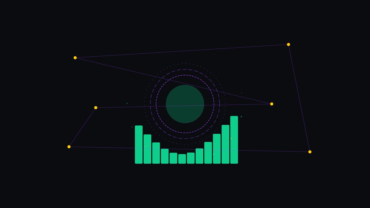 Animated Green Bar Graph Fluctuating on Dark Background
