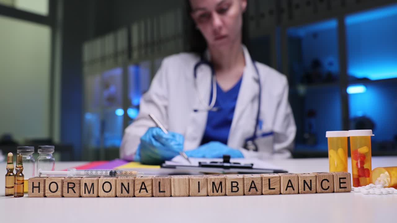 Hormonal Imbalance Text with Doctor Writing in Medical Office