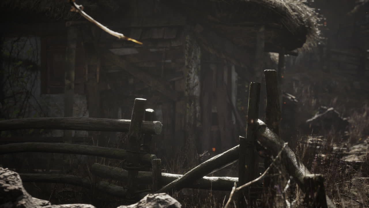 소나무 숲 속 의 옛 레트로 마을