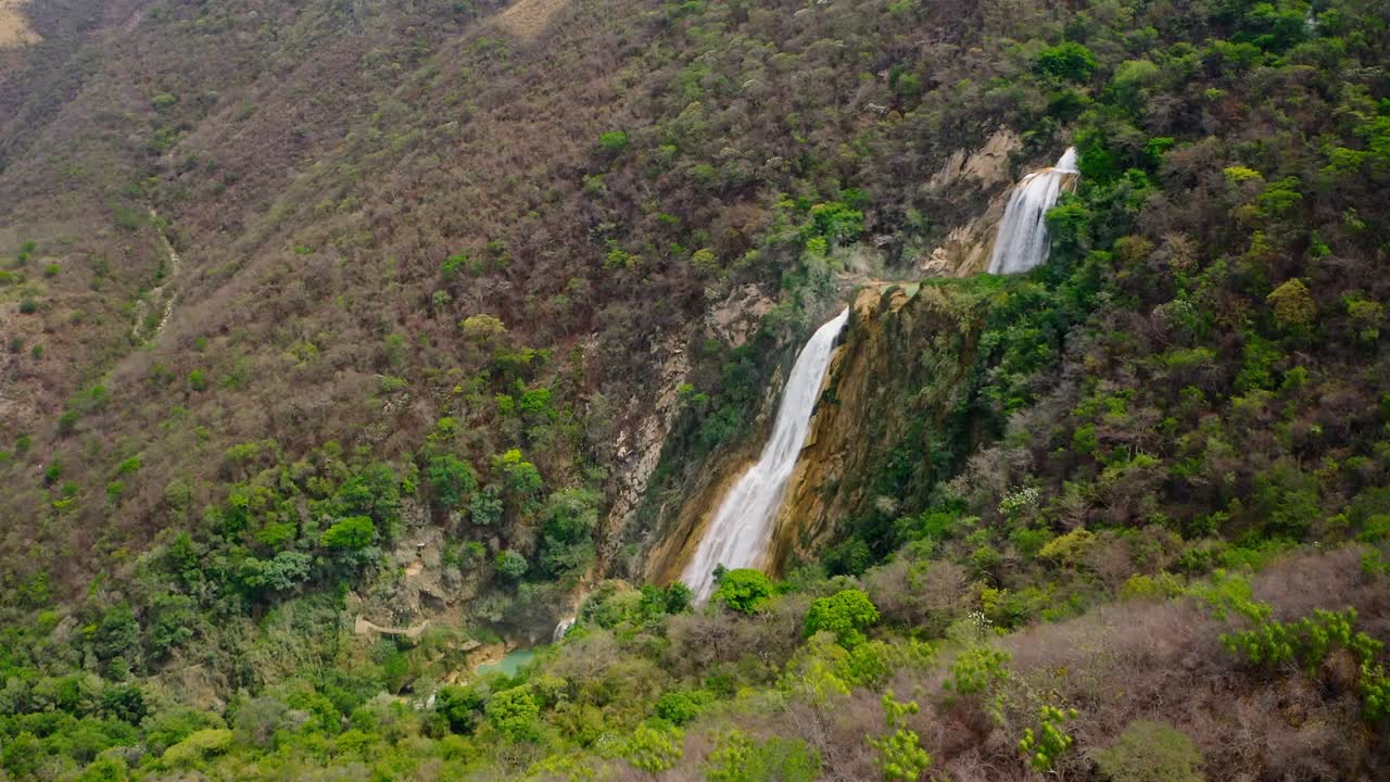 Aerial shot of El Chiflon waterfall in Chiapas, Mexico