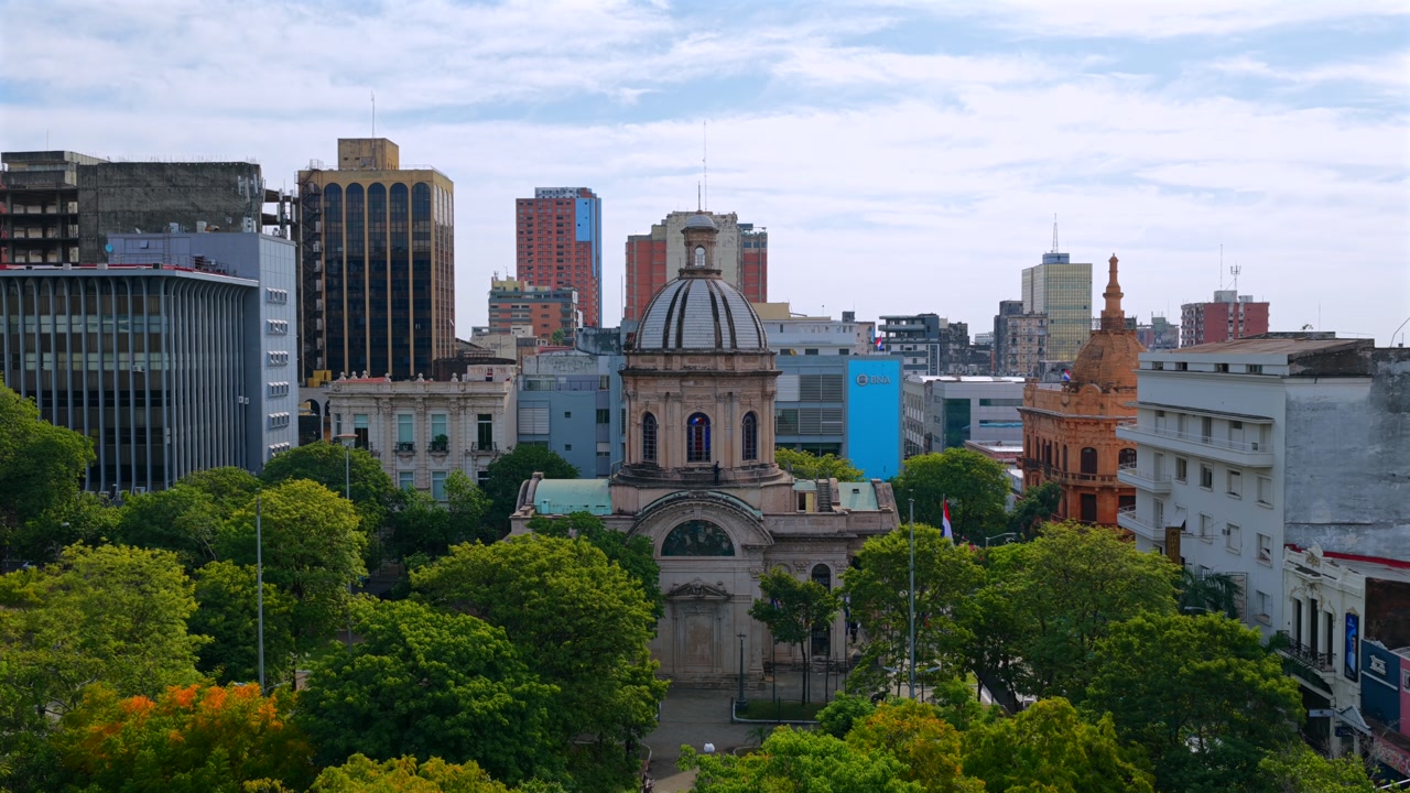 National Pantheon of Heroes At Plaza de los Heroes With High-rise Buildings in The Background In Asuncion, Paraguay. - wide shot
