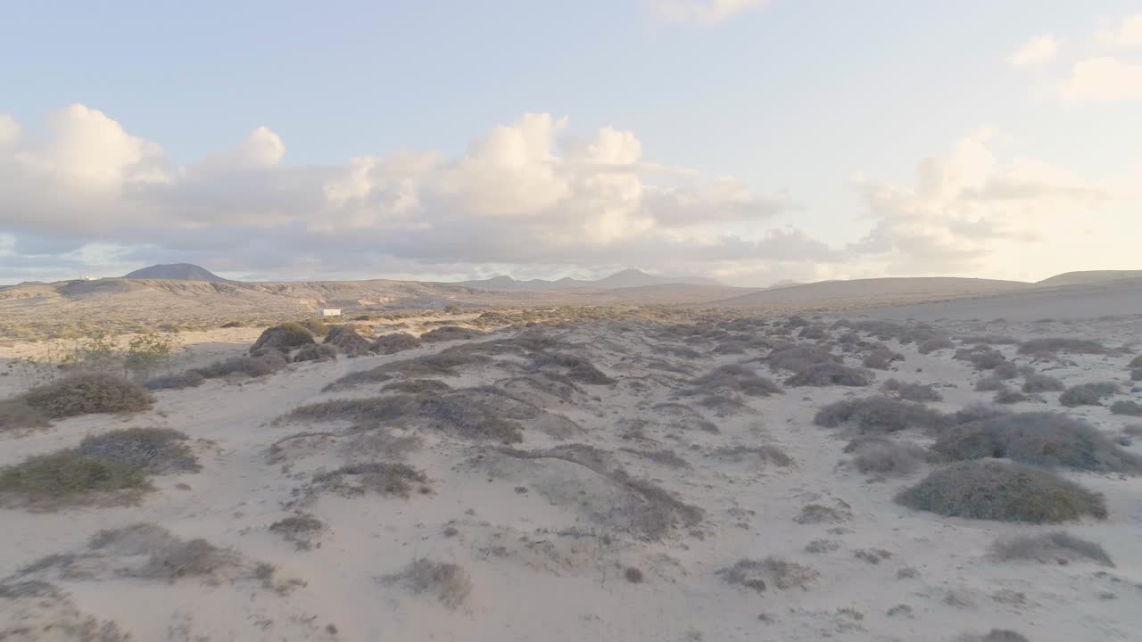 모래 언덕과 산이 있는 사막 풍경