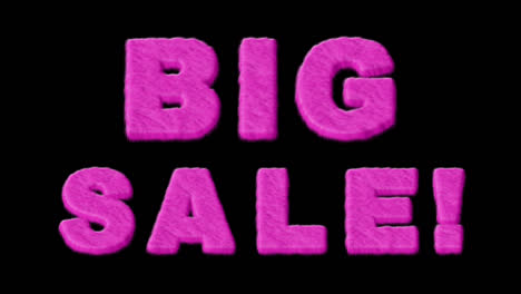 pink fluffy "big sale!" text
