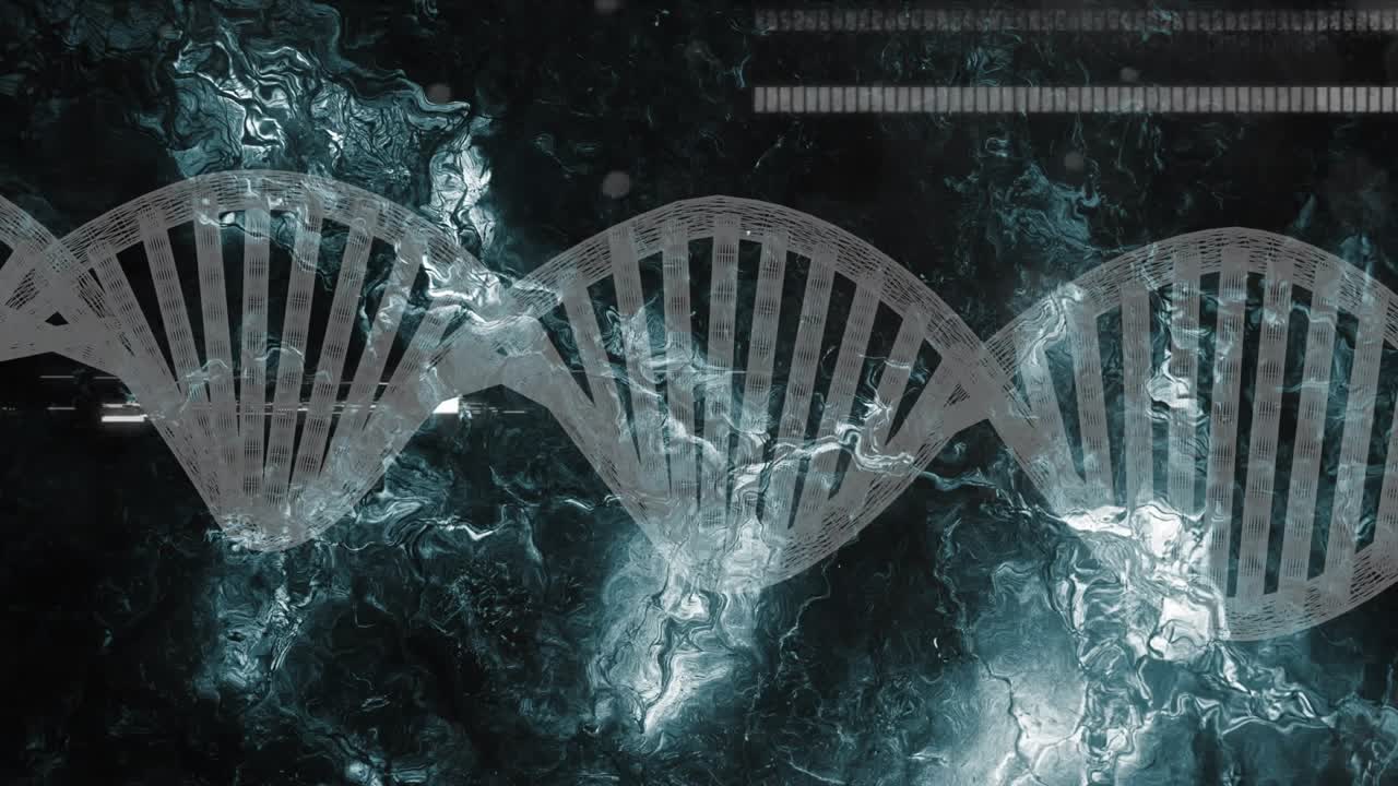 After 2-second delay DNA double helix shifting while mist drifting over coils illustrating genetics