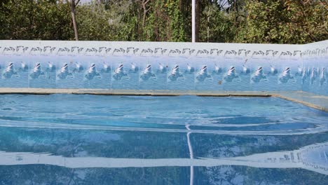 joven aislado buceando en una piscina con agua clara por la mañana