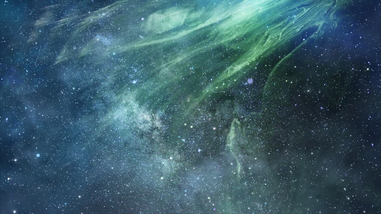 vista 4k de la superficie de la nube nebulosa verde en el universo