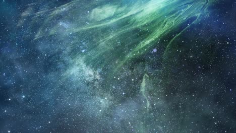 vista 4k de la superficie de la nube nebulosa verde en el universo