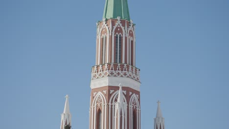 ornate church tower in winter