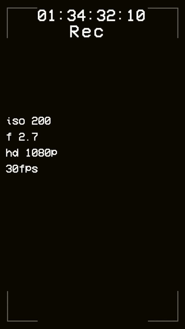 Vertical 9:16 retro vcr recording screen with heavy vhs noise, scan lines, and camera settings. For creating authentic 80s or 90s found footage look