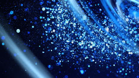 animation of blue lights over glowing blue and white particles floating on black background