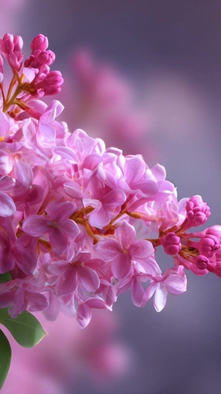 Tampilan Indah Bunga Lilac Merah Muda Diabadikan dalam Dua Bingkai Menyoroti Kelopak Rimbun dan Warna Cerahnya dengan Latar Belakang Buram yang Lembut