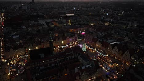 wrocław's market square: drone  xmas in poland