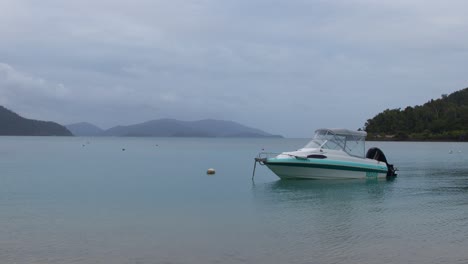 a boat at a tropical island wide shot