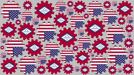 american and arkansas flag gears spinning background