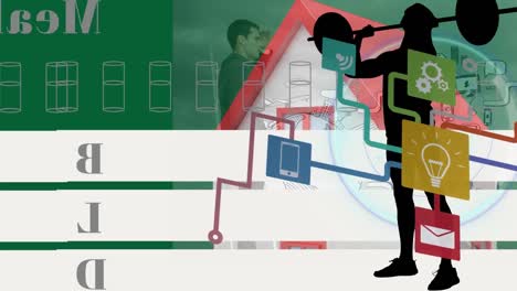 Graduierungshut-Symbol-Vor-Bunten-Punkten-über-Grünem-Pinselstrich-Auf-Weißem-Hintergrund