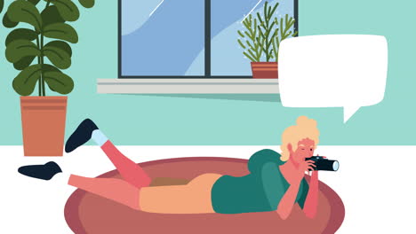 male photographer taking picture in the sofa