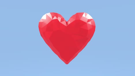 3d render low poly heart rotation