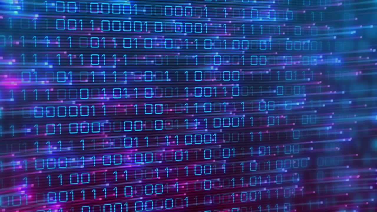 Animation of binary coding digital data processing